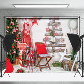 Lofaris Kiefer Baum Brief Kasten Geschenk Stuhl Weihnachten Hintergrund